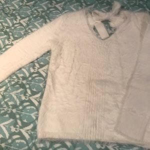 Fuzzy white banana republic sweater